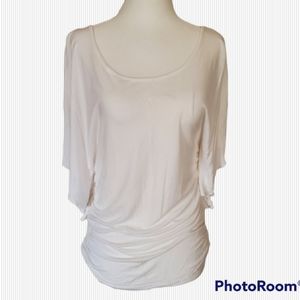 New York & Company Women's White Rouched Blouse sz XS